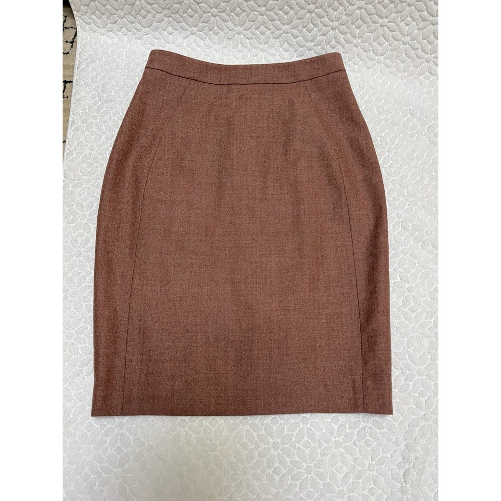 Reiss Skirt Wool Mauve Pink Pencil Size 6 Knee Length Pleated Back Slit Back Zip